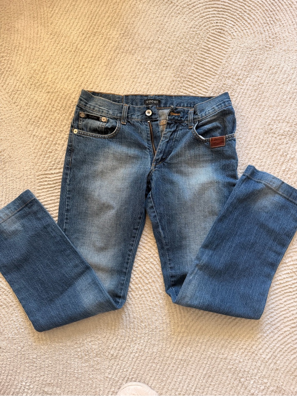 Vintage Gucci Straight-Leg Faded Blue Denim Jeans